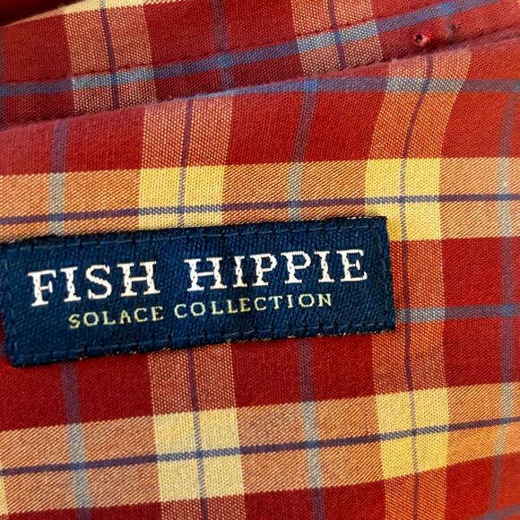 Men's Fish Hippie Solace Collection Check Plaid Button Down Shirt Longsleeve XXL - Picture 4 of 6